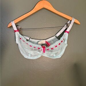 Curvy Kate Teal & Hot Pink Embroidered Bra - Size 32F